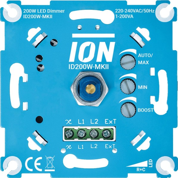 ION Industries - LED dimmer inbouw - 0,3-200 watt - Drukdraaiknop - 230V