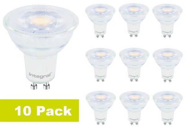10x - Integral LED - GU10 LED spot glas - 3,6 watt - 2700K - 400 lumen - Niet dimbaar