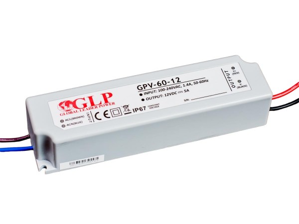 GLP LED trafo 60 watt 12 VDC 5A IP67