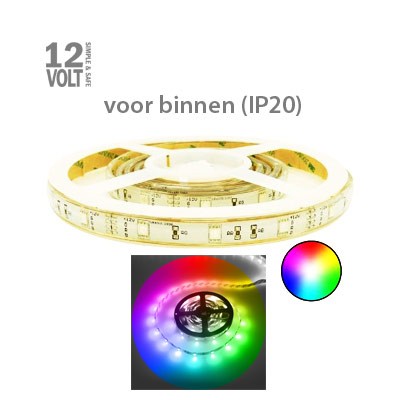 RGB (alle kleuren) LED strip normale sterkte IP20 binnen