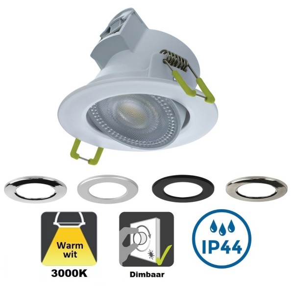 Integral LED - Inbouw spot - 5,5 watt - 3000K - 510 lumen - Dimbaar - IP44 - kantelbaar