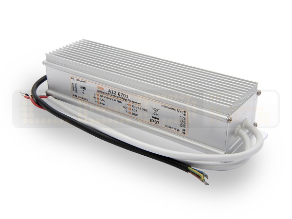 LED trafo 80 watt 12VDC 6,7A IP67