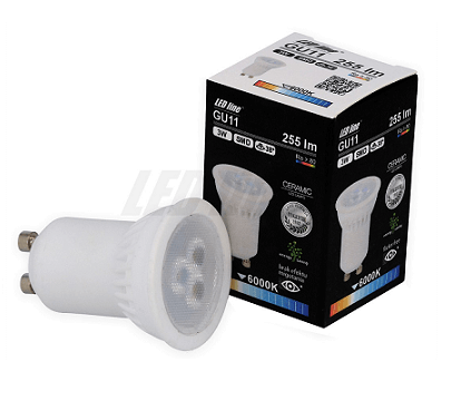 GU11 LED spot keramiek 3 watt daglicht wit 6000K