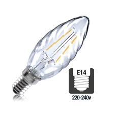 Integral LED filament kaarslamp 2W 2700K extra warm wit E14 twisted