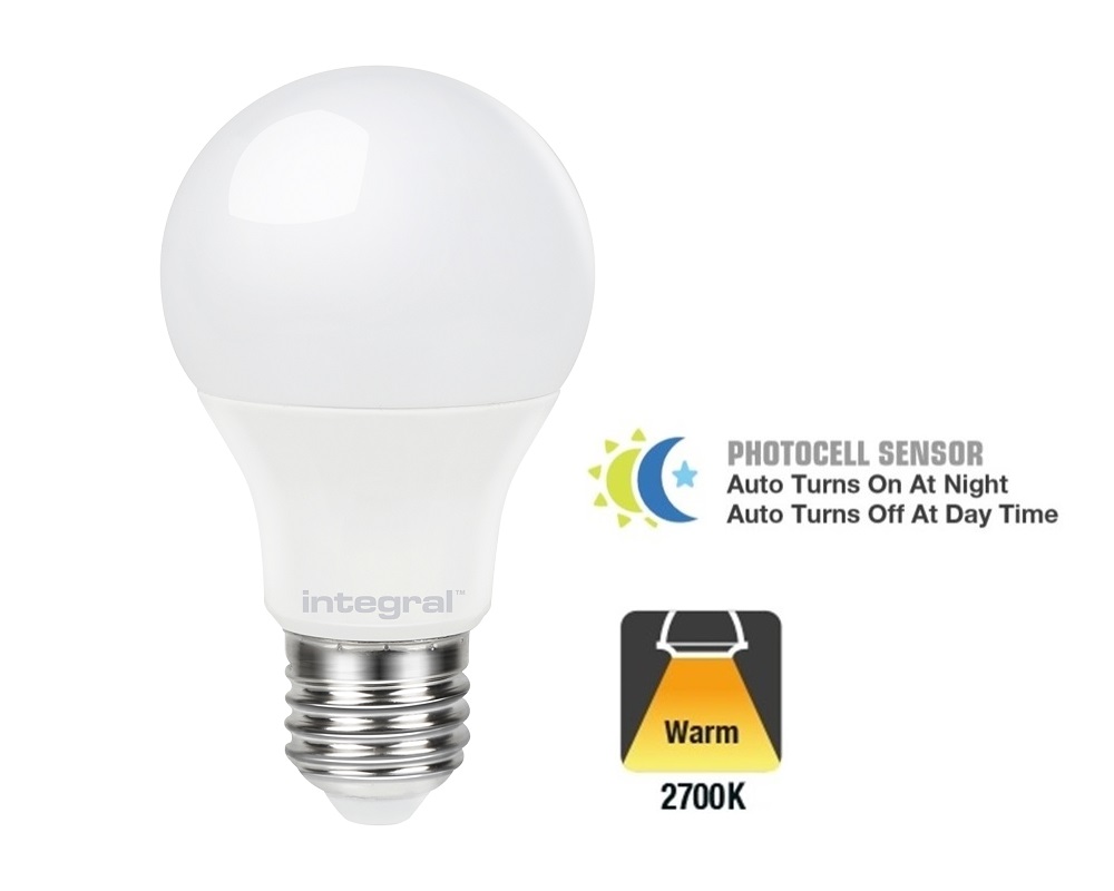Opname school spreken Integral E27 LED lamp | 4,8 watt | 2700K | Frosted | Dag/nacht Sensor |  Leds Refresh