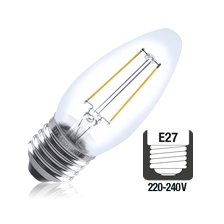 Integral LED filament kaarslamp 2W 2700K extra warm wit E27