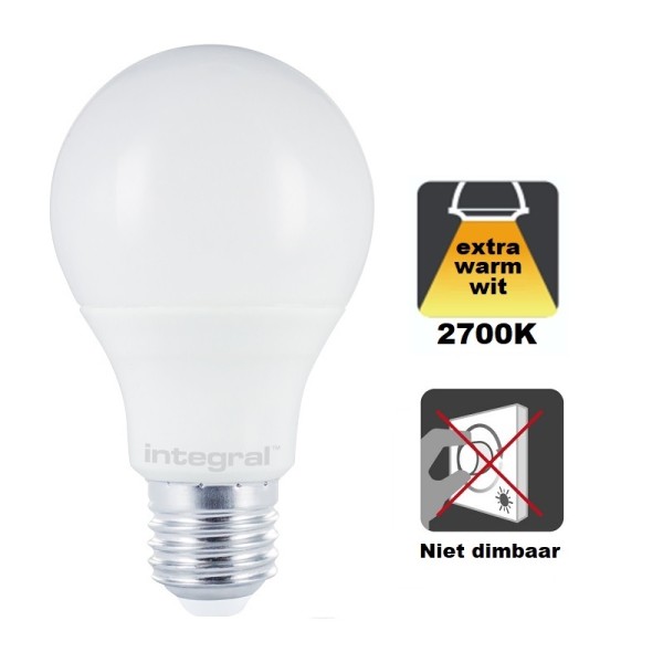 Integral LED - E27 LED lamp - 8,8 watt - 2700K - 806 lumen - Frosted cover - Niet dimbaar FRONT
