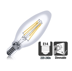 Integral LED filament kaarslamp 4,5W 2700K extra warm wit E14 Dimbaar