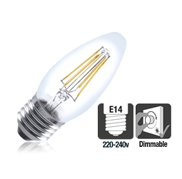 Integral LED filament kaarslamp 4,5W 2700K extra warm wit E27 Dimbaar