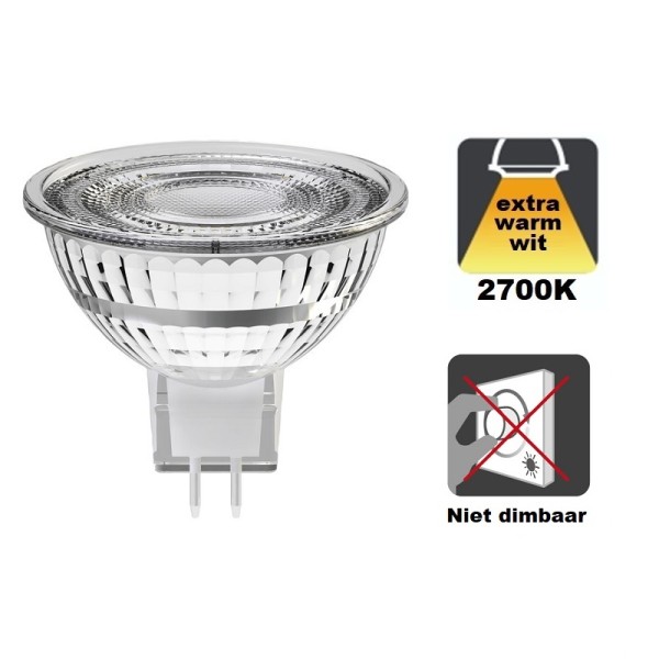 Integral LED - GU5.3 LED spot glas - 3,4 watt - 2700K - 380 lumen - 12V - Niet dimbaar THUMBNAIL