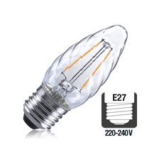 Integral LED filament kaarslamp 2W 2700K extra warm wit E27 twisted