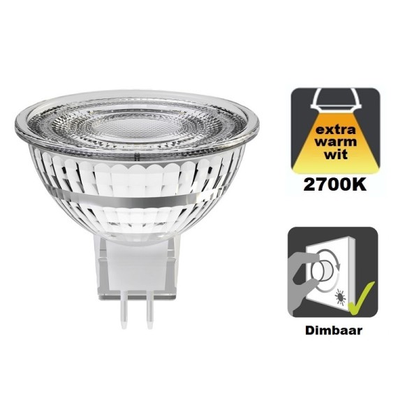 Integral LED - GU5.3 LED spot glas - 4,4 watt - 2700K - 400 lumen - 12V - Dimbaar THUMBNAIL