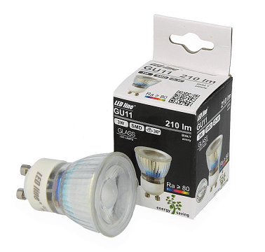 GU11 LED spot glas 3 watt extra warm wit 2700K