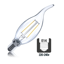 Integral LED filament kaarslamp 2W 2700K extra warm wit E14 Flame tip