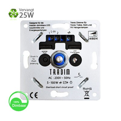 Tradim Inbouw LED-dimmer 8 standen 150W